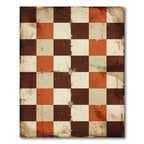 Distressed Rust and Cream Checkerboard Rug