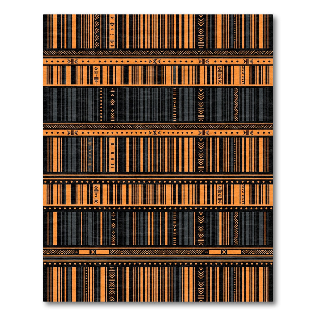 Bold Orange and Charcoal Tribal Striped Rug