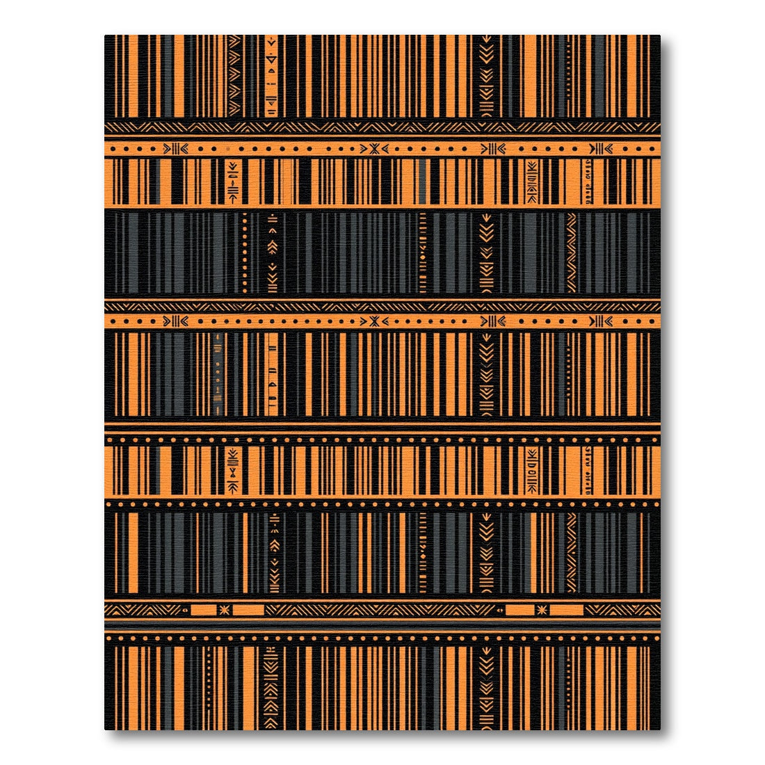 Bold Orange and Charcoal Tribal Striped Rug