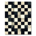 Monochromatic Geometric Checkered Abstract Art Rug
