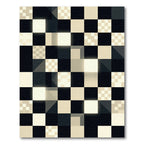 Monochromatic Geometric Checkered Abstract Art Rug