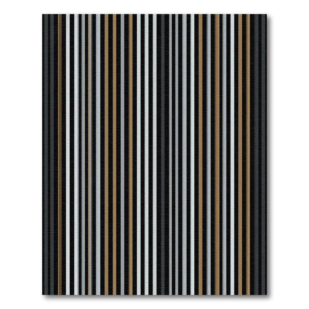 Modern Black Gold White Stripe Rug