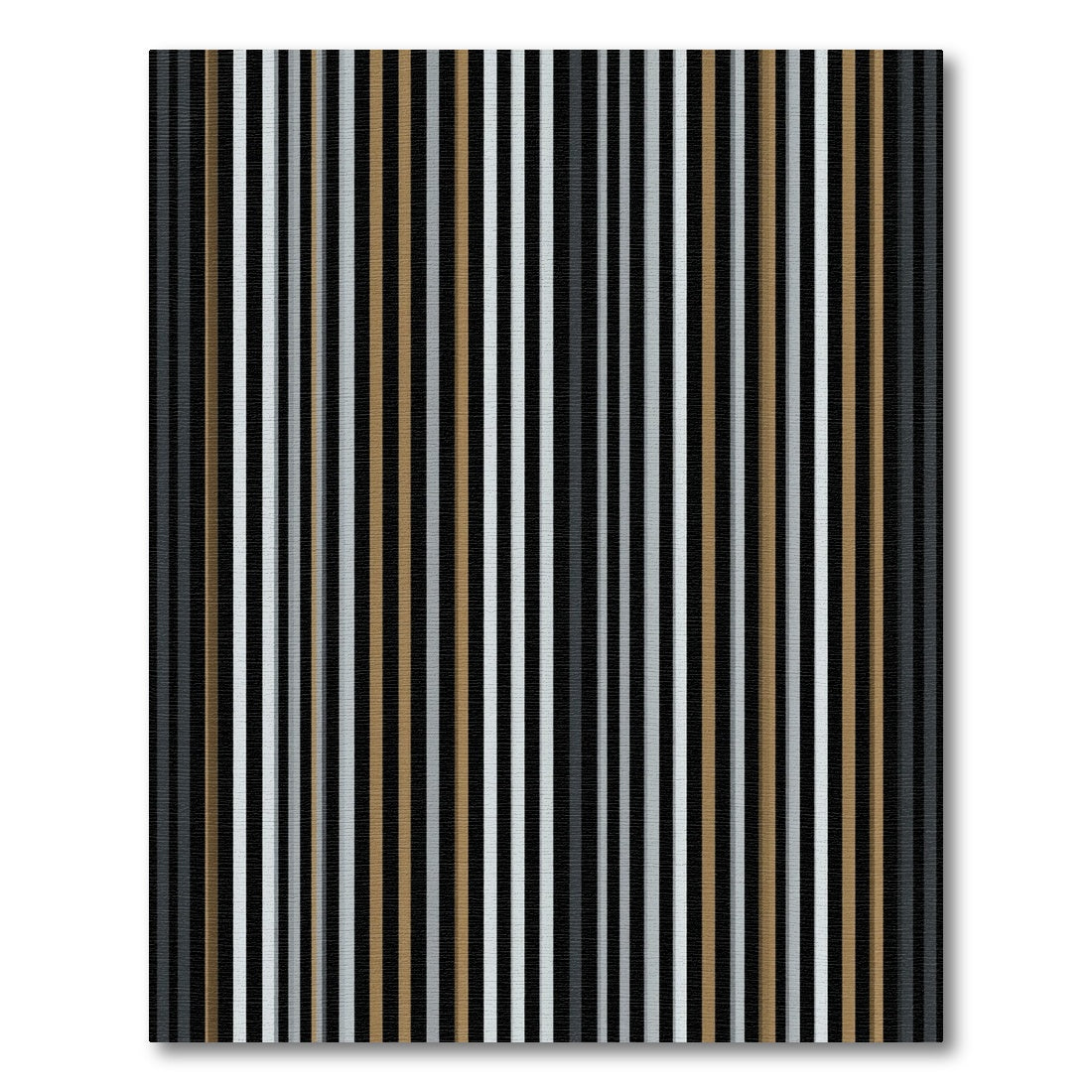 Modern Black Gold White Stripe Rug