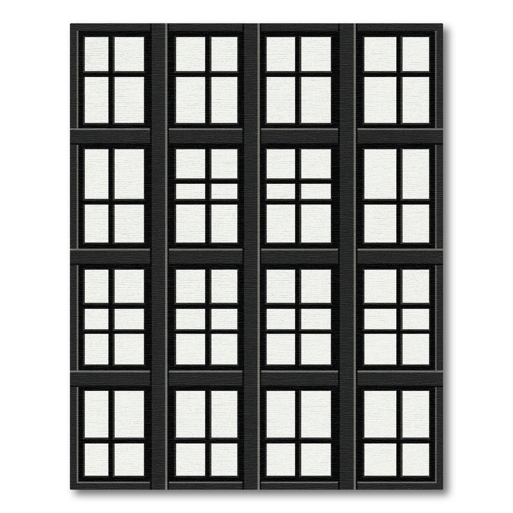 Black Window Pane Geometric Grid Rug
