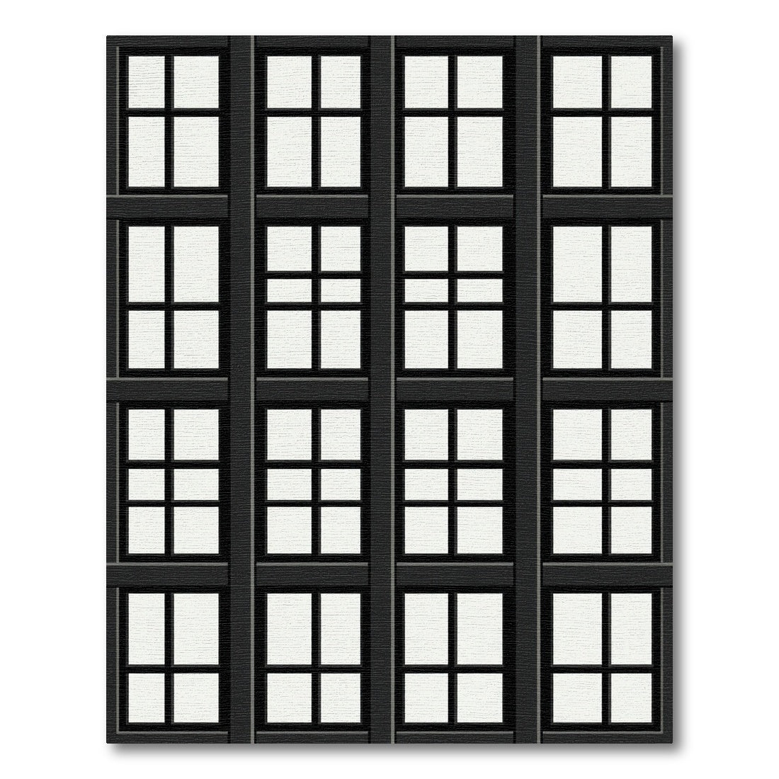 Black Window Pane Geometric Grid Rug