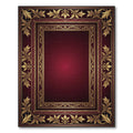 Ornate Gold Filigree Burgundy Border Rug