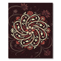 Crimson Ivory Floral Swirl Medallion Rug