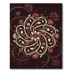 Crimson Ivory Floral Swirl Medallion Rug