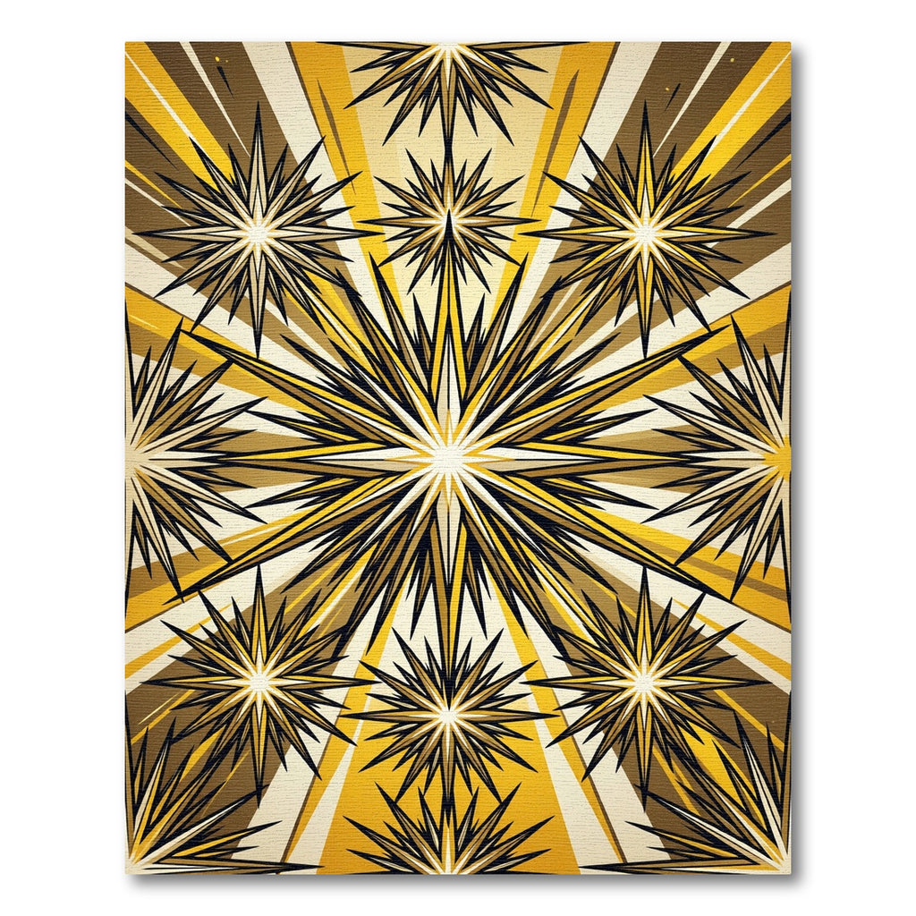 Radiant Golden Burst Geometric Star Rug