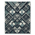 Architectural Slate Teal Geometric Grid Rug