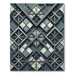 Architectural Slate Teal Geometric Grid Rug
