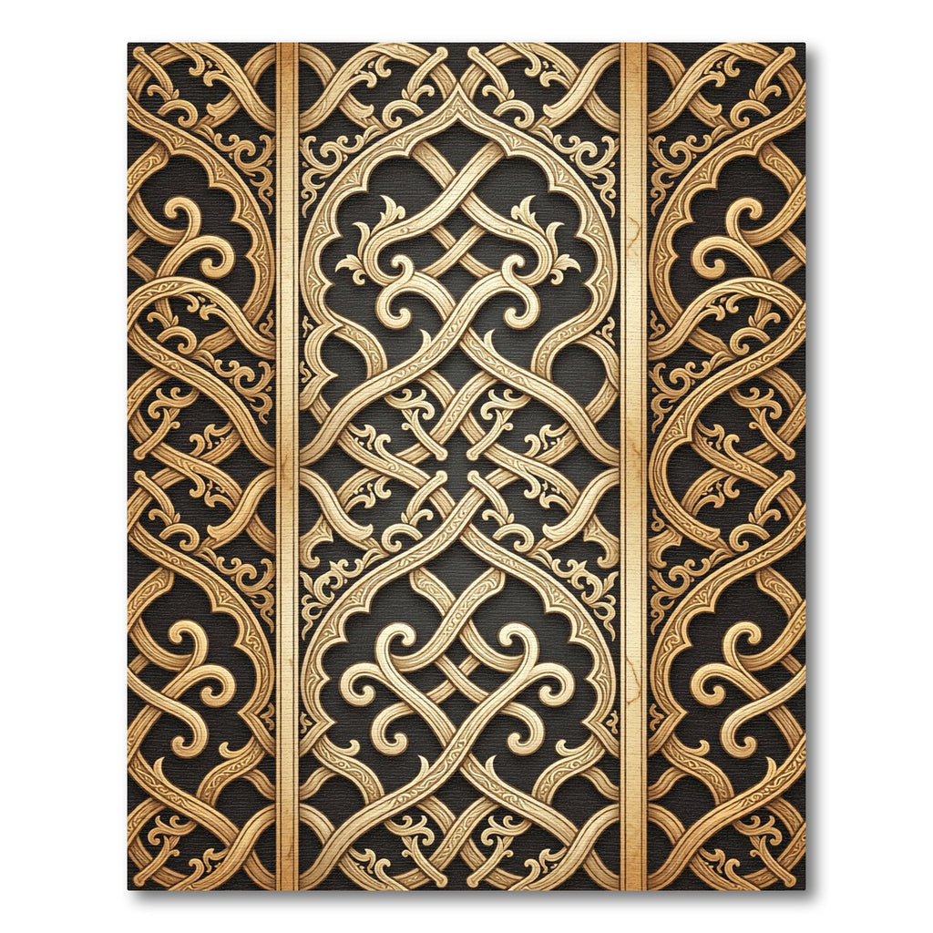 Golden Interlocking Arabesque Trellis Rug