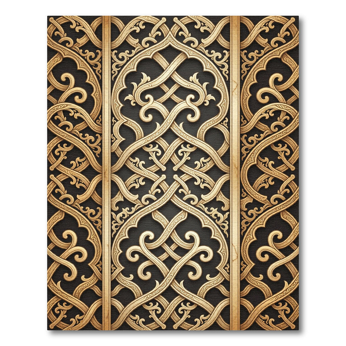 Golden Interlocking Arabesque Trellis Rug