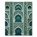 Elegant Teal Arched Geometric Lattice Rug