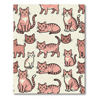 Whimsical Blush Pink Tabby Cat Illustration Rug