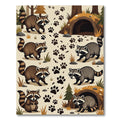 Whimsical Woodland Raccoon Paw Track Rug
