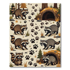 Whimsical Woodland Raccoon Paw Track Rug