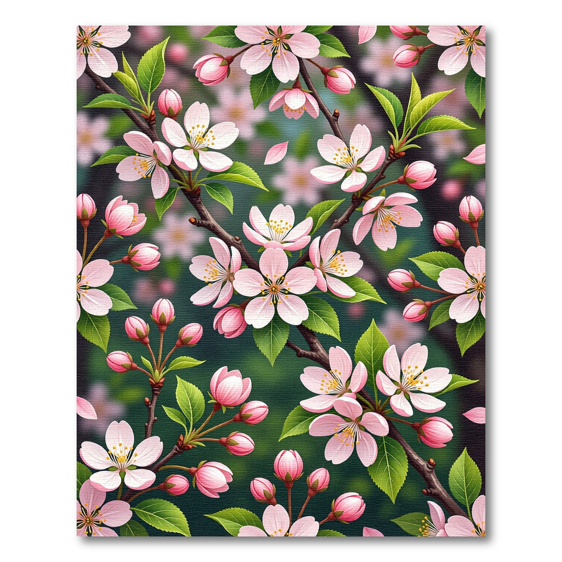 Soft Pink Cherry Blossom Floral Meadow Rug