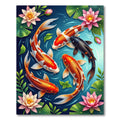 Vibrant Koi Pond Lotus Floral Art Rug