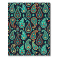 Teal Red Golden Paisley Floral Foulard Rug
