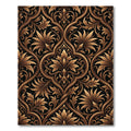 Luxurious Gold Damask Ornate Foliage Rug