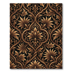 Luxurious Gold Damask Ornate Foliage Rug
