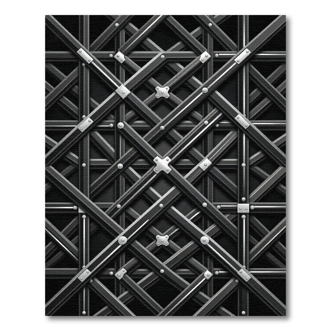 Industrial Silver Lattice Geometric Grid Rug