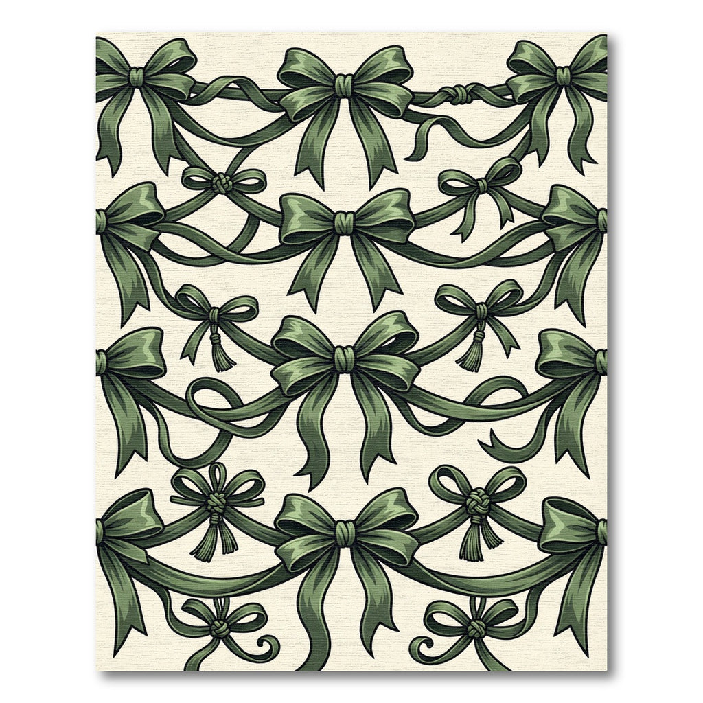 Elegant Sage Bow Garland Ribbon Rug