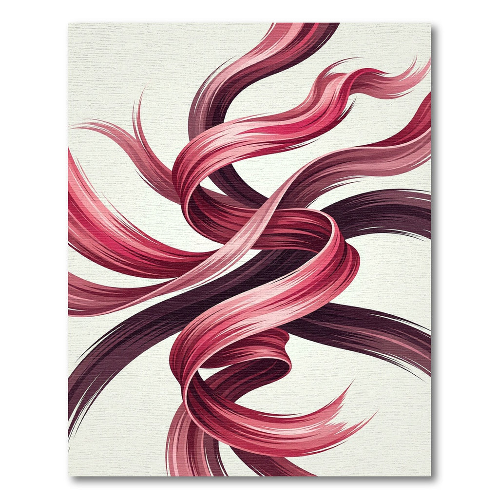 Crimson Rose Swirl Abstract Strokes Rug