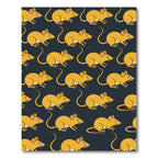 Playful Golden Mouse Dark Navy Background Rug