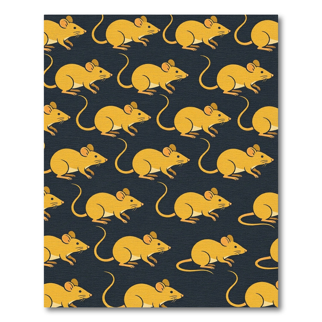 Playful Golden Mouse Dark Navy Background Rug