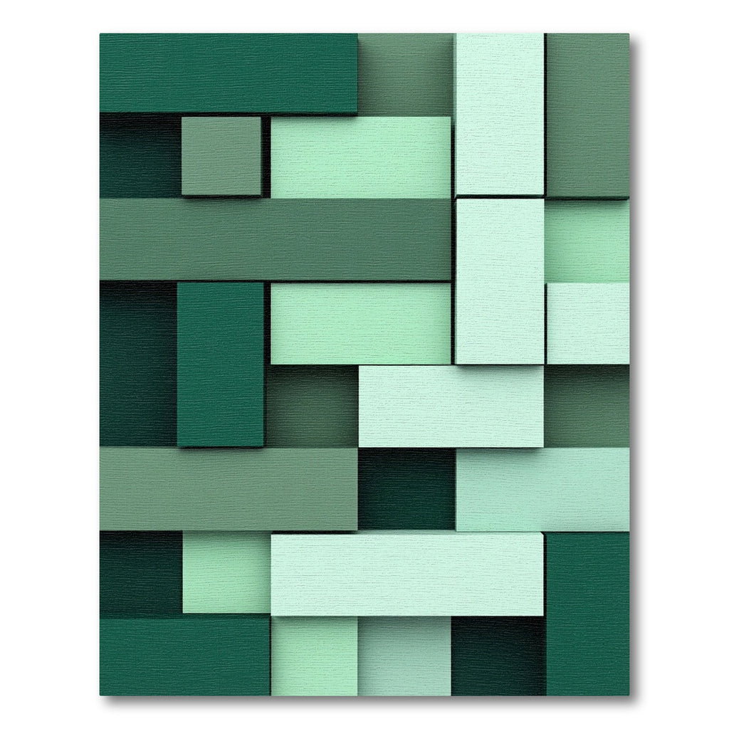Modern Mint Olive Geometric Block Rug