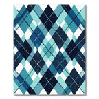 Modern Teal Navy Geometric Argyle Rug