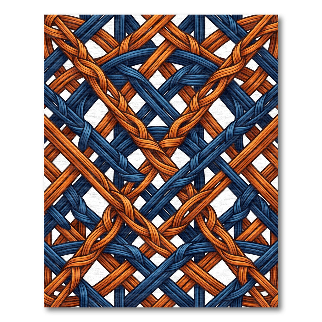 Interwoven Navy and Amber Braided Grid Rug