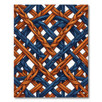 Interwoven Navy and Amber Braided Grid Rug