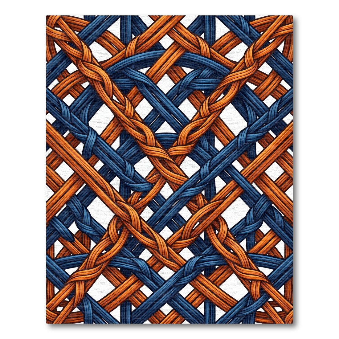 Interwoven Navy and Amber Braided Grid Rug