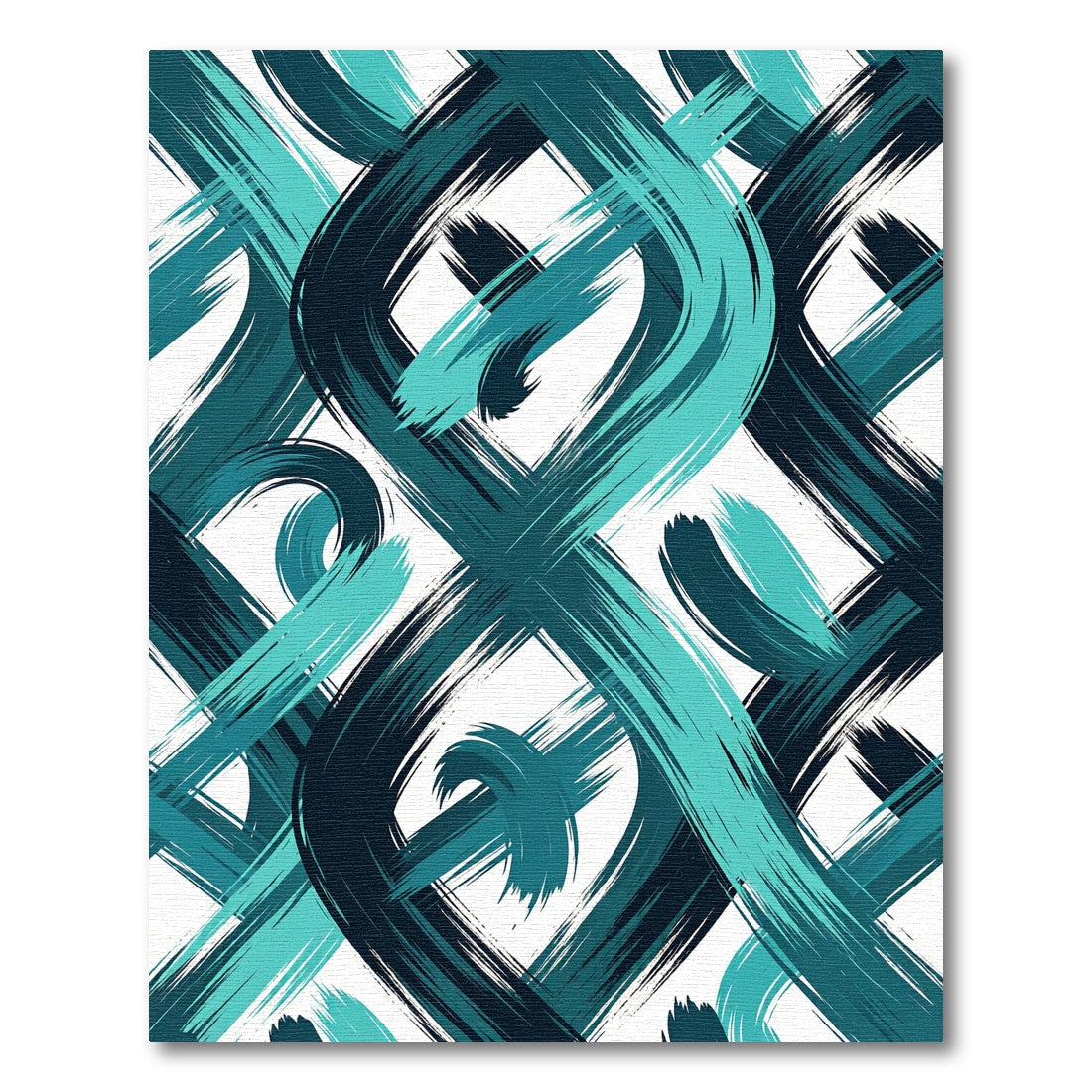 Teal Navy Brushstroke Flow Rug