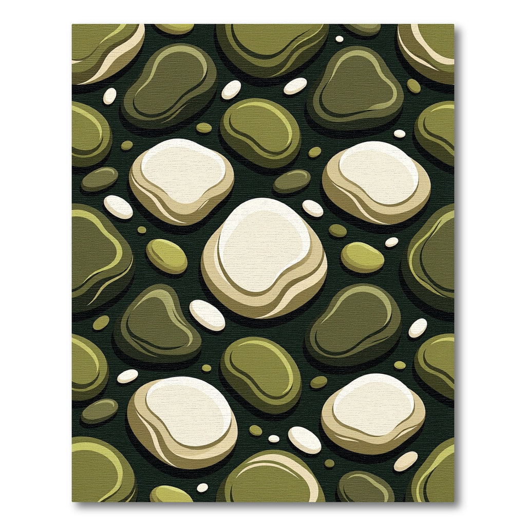 Olive Abstract Pebble Shape Rug