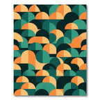 Mid-Century Modern Geometric Orange Teal Arc Rug