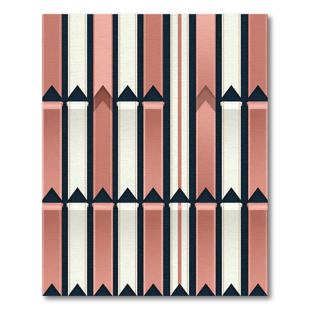 Coral White Navy Ribbon Stripes Rug