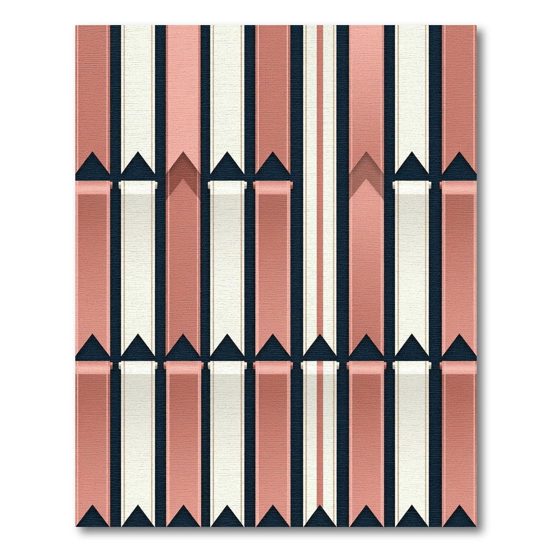 Coral White Navy Ribbon Stripes Rug