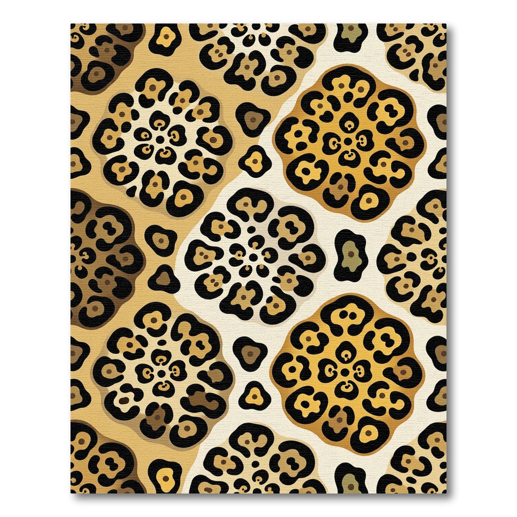 Bold Golden Leopard Spot Floral Medallion Rug
