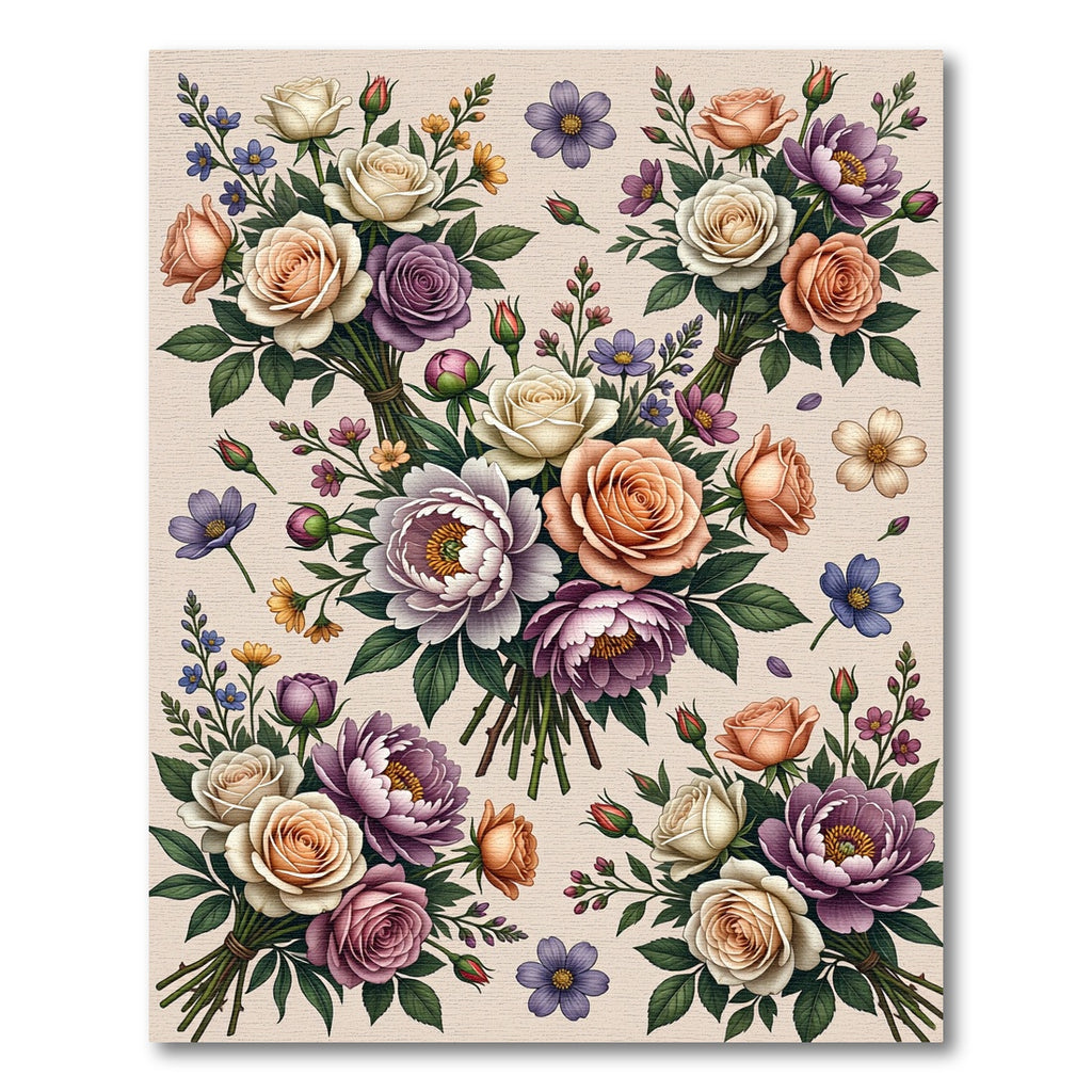 Elegant Pastel Rose and Peony Bouquet Rug