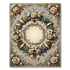 Floral Wreath with Ribbon And Lilies Rug