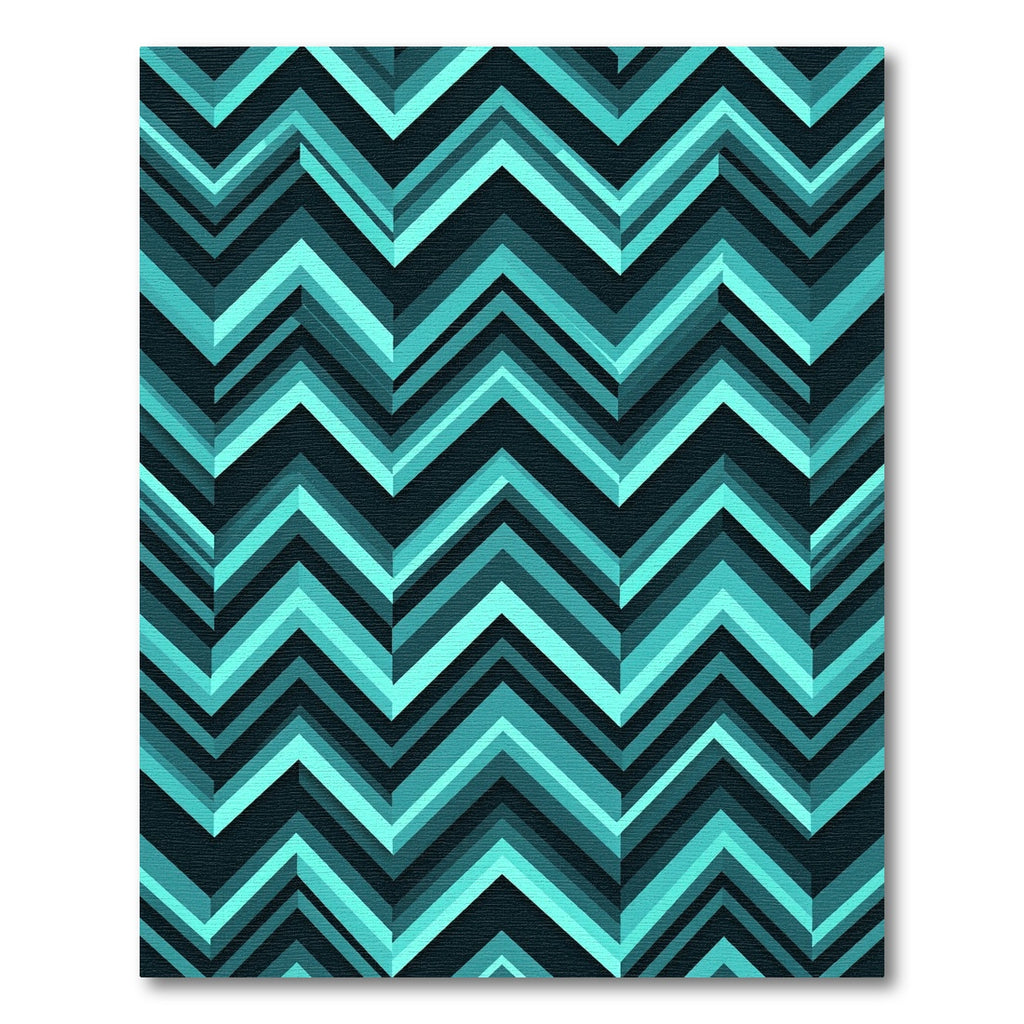 Modern Turquoise Geometric Chevron Zigzag Rug