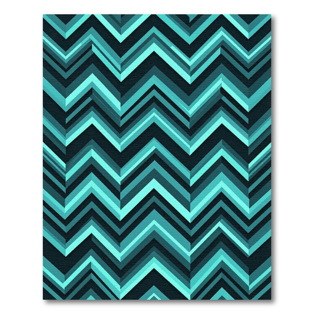 Modern Turquoise Geometric Chevron Zigzag Rug