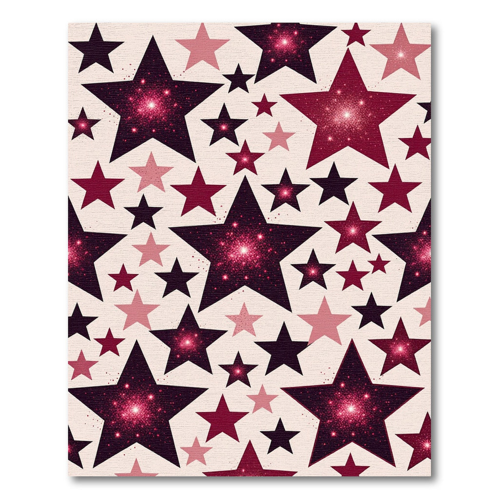 Deep Red Glittering Star Assortment Rug