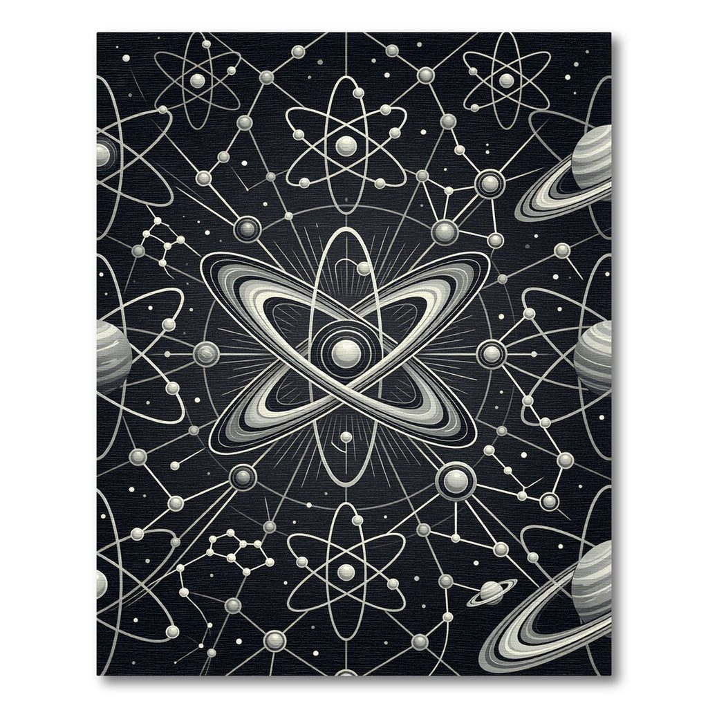 Monochrome Atomic Galaxy Connection Rug