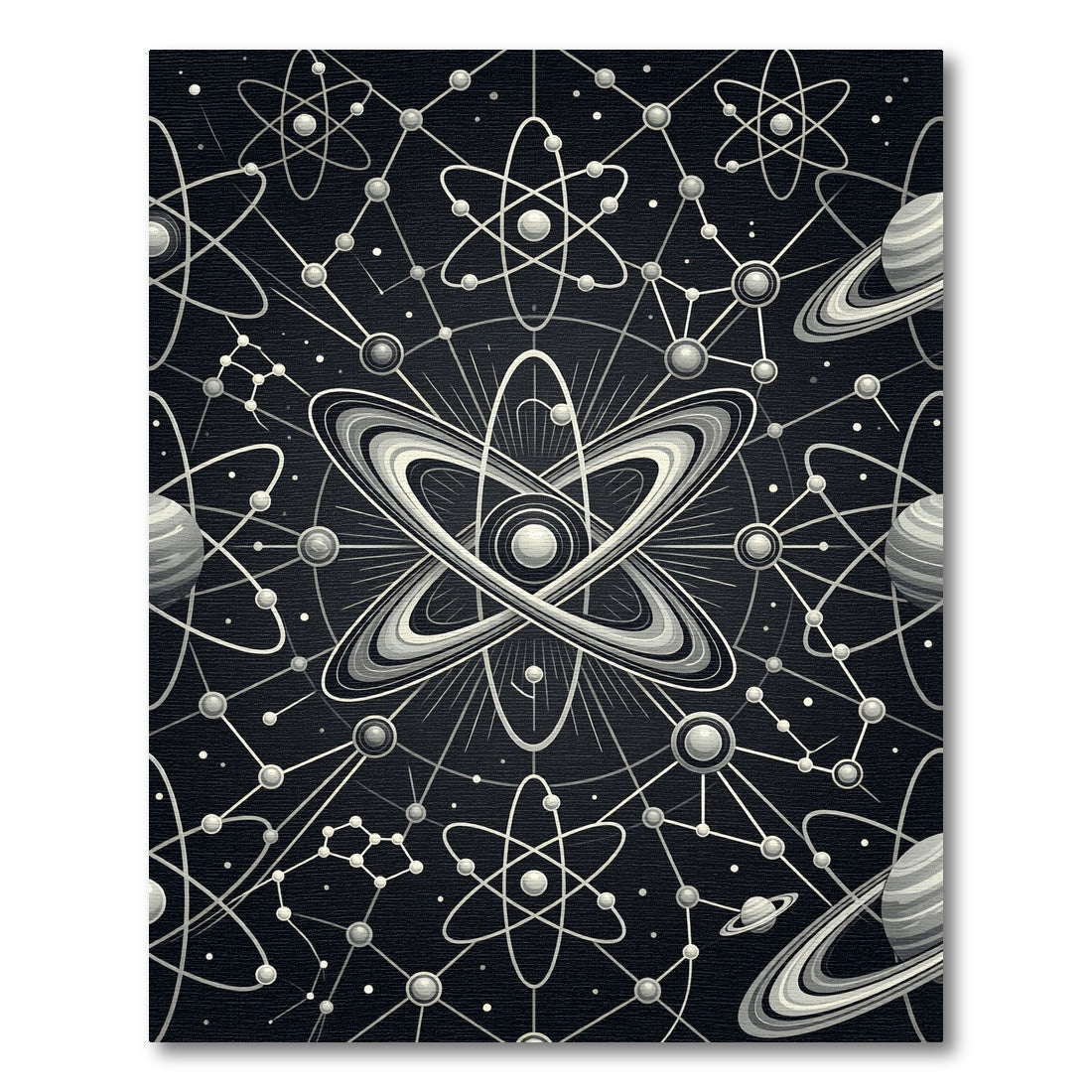 Monochrome Atomic Galaxy Connection Rug