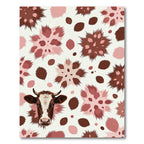 Brown White Cow Whimsical Floral Rug